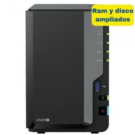 Nas synology diskstation ds225+/ 2 bahías 3.5'- 2.5'/ 6gb ddr4/ 8tb/ formato torre