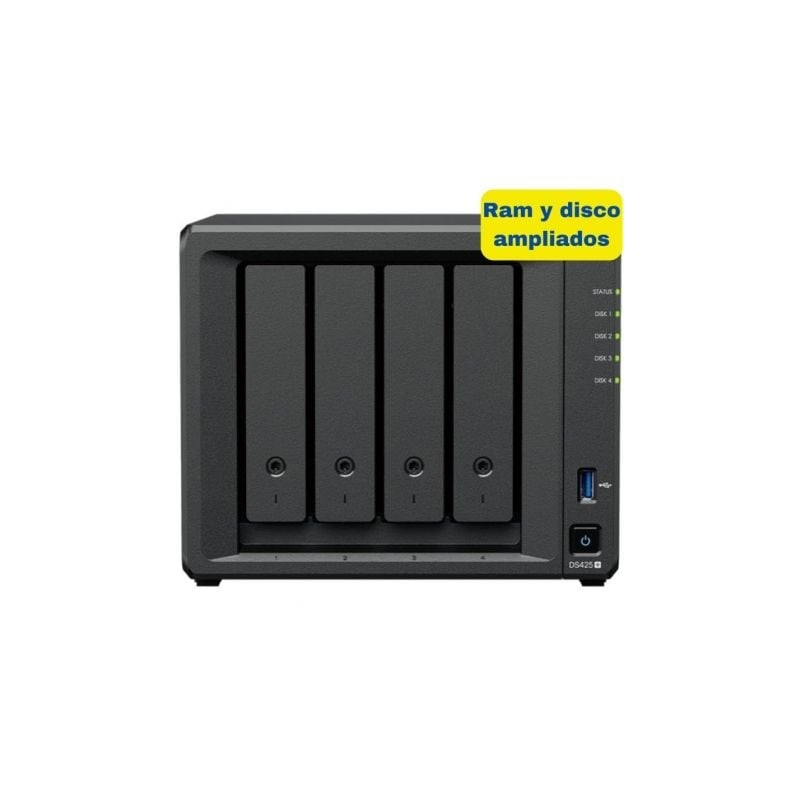 Nas synology diskstation ds425+/ 4 bahías 3.5'- 2.5'/ 6gb ddr4/ 16tb/ formato torre