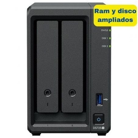 Nas synology diskstation ds725+/ 2 bahías 3.5'- 2.5'/ 8gb ddr4/ 8tb/ formato torre