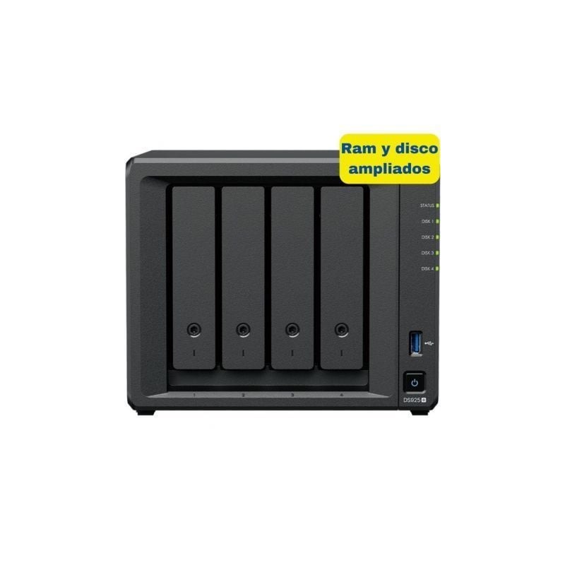 Nas synology diskstation ds925+/ 4 bahías 3.5'- 2.5'/ 8gb ddr4/ 16tb/ formato torre