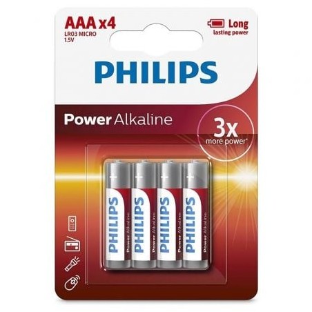 Pack de 4 pilas aaa philips lr03p4b/05/ 1.5v/ alcalinas