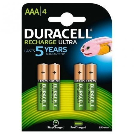 Pack de 4 pilas aaa duracell hr03-a/ 1.2v/ recargables