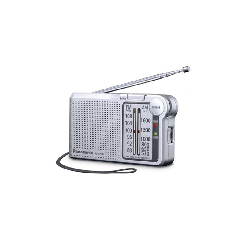 Radio portátil panasonic rf-p150d/ con batería/ a pilas/ plateada