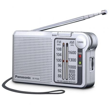 Radio portátil panasonic rf-p150d/ con batería/ a pilas/ plateada