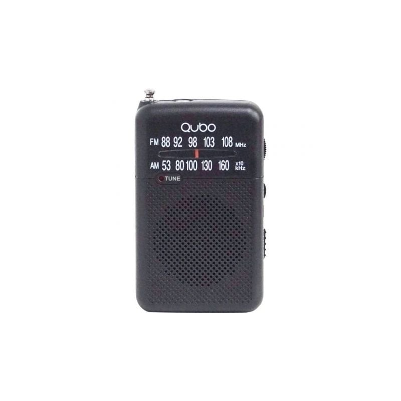 Radio portátil qubo r-s1/ con cable/ a pilas/ negra