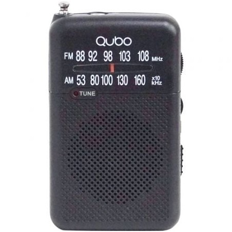 Radio portátil qubo r-s1/ con cable/ a pilas/ negra