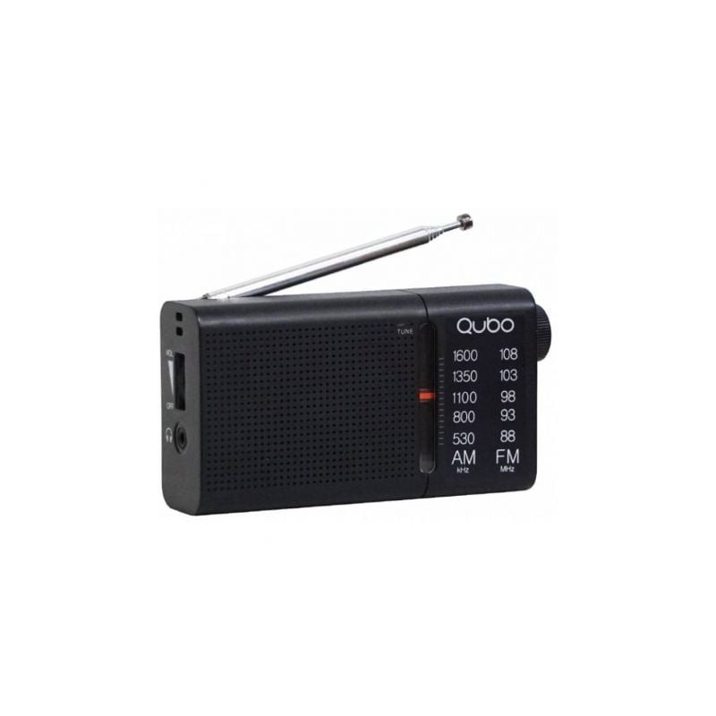 Radio portátil qubo rs-2/ con cable/ a pilas/ negra