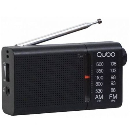 Radio portátil qubo rs-2/ con cable/ a pilas/ negra