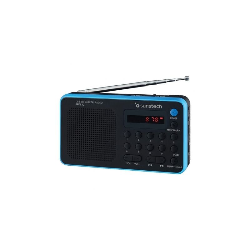 Radio portátil sunstech rpds32bl/ con batería/ negra y azul