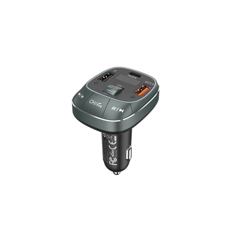 Transmisor fm/ mp3/ bluetooth vention fflb0/ 1xusb-tipo c/ 2xusb/ 30w