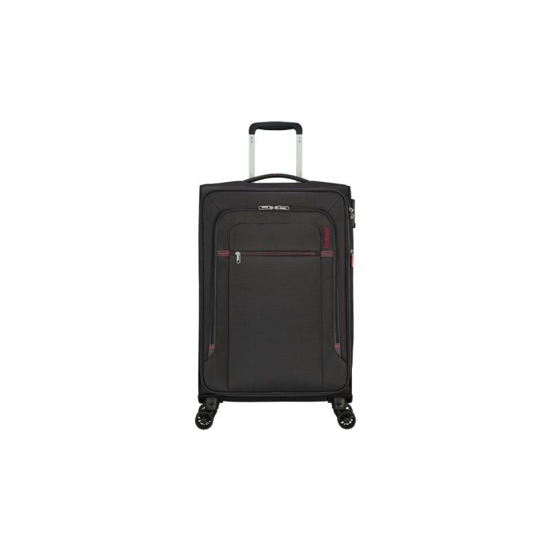 Maleta mediana american tourister crosstrack spinner expansible 67cm/ 67.5x42x27.5cm/ 4 ruedas/ gris y rojo
