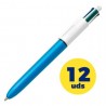 Caja de bolígrafos de tinta de aceite retráctil bic medium original 889969/ 12 unidades/ 4 colores de tinta/ cuerpo color azul