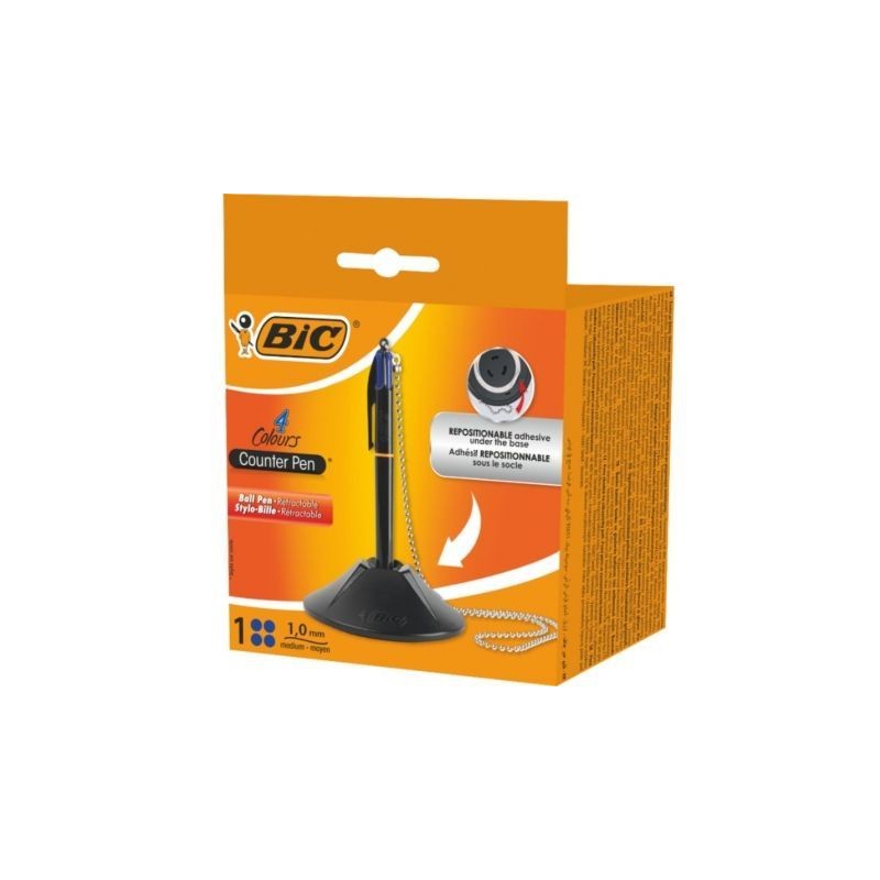 Bolígrafo de tinta de aceite retráctil bic 527507/ azul/ incluye base + cadena