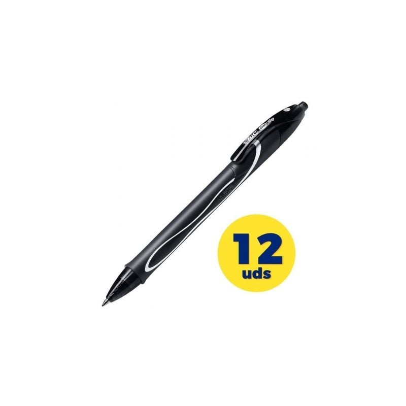 Caja de bolígrafos de tinta de gel retráctil bic gelocity quick dry 949873/ 12 unidades/ negros