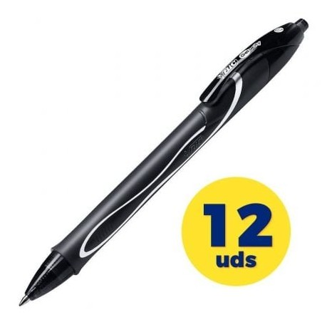 Caja de bolígrafos de tinta de gel retráctil bic gelocity quick dry 949873/ 12 unidades/ negros