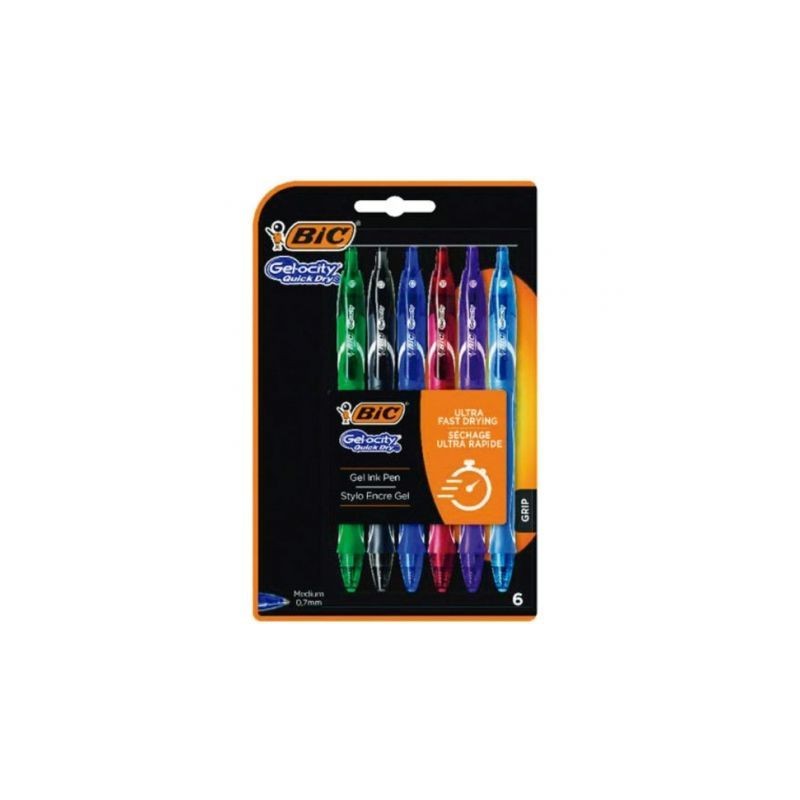 Bolígrafos de tinta de gel retráctil bic gelocity quick dry 964769/ 6 unidades/ surtidos