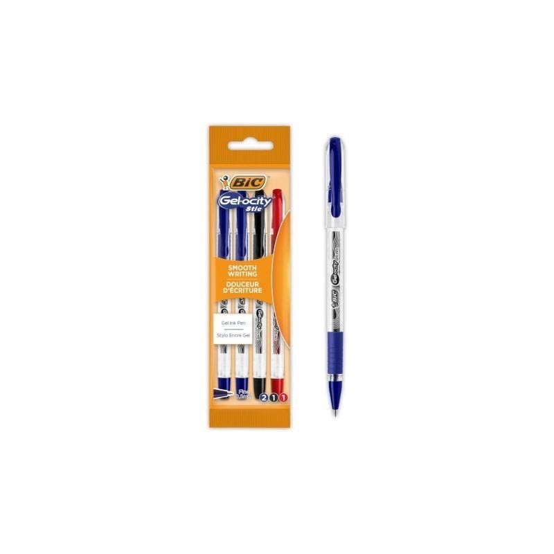 Bolígrafos de tinta de gel retráctil bic gelocity stic 992599/ 4 unidades/ surtidos