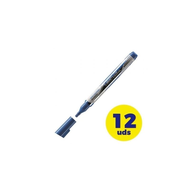 Caja de rotuladores de punta redonda para pizarra bic velleda 902087/ 1.5mm/ 12 unidades/ azules