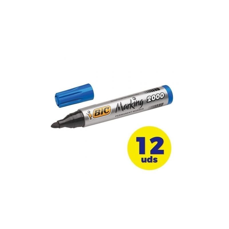 Caja de rotuladores de punta fibra acrílica permanente bic marking 2000/ 4.9mm/ 12 unidades/ azules