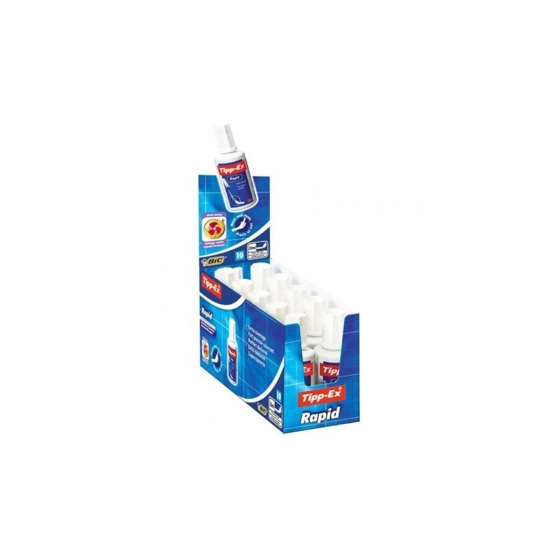 Caja de correctores de escritura líquida bic tipp-ex rapid fluid/ 20ml/ 10 unidades