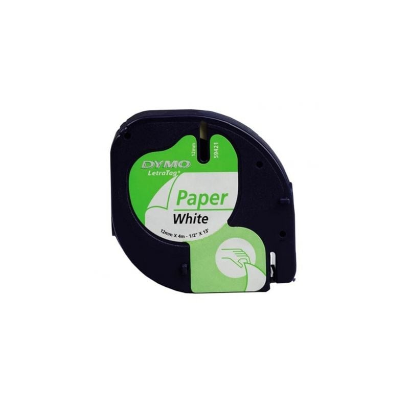 Cinta rotuladora adhesiva de papel dymo 59421/ para letratag/ 12mm x 4m/ blanca