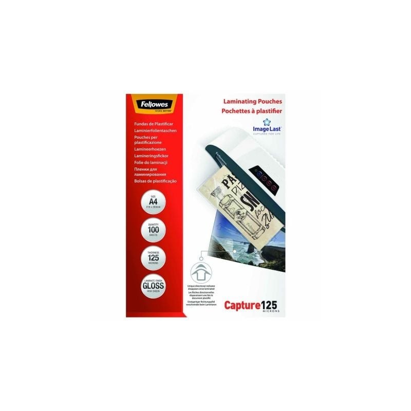 Fundas para plastificar fellowes 5307407/ a4/ 125 micras/ 100 unidades