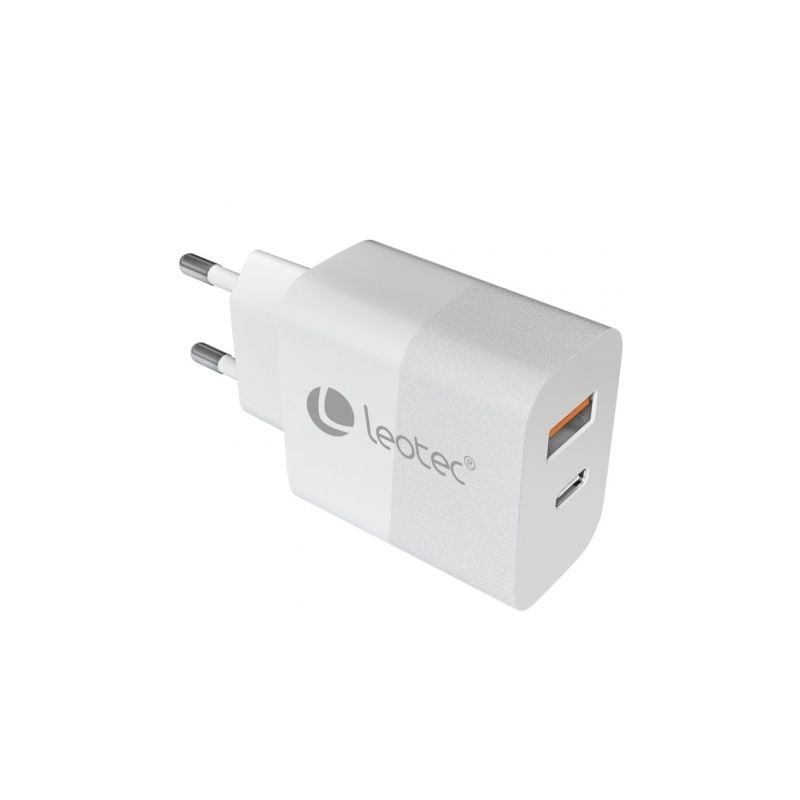 Cargador de pared gan leotec lecsph30w2w/ 1xusb tipo-c/ 1xusb/ 30w