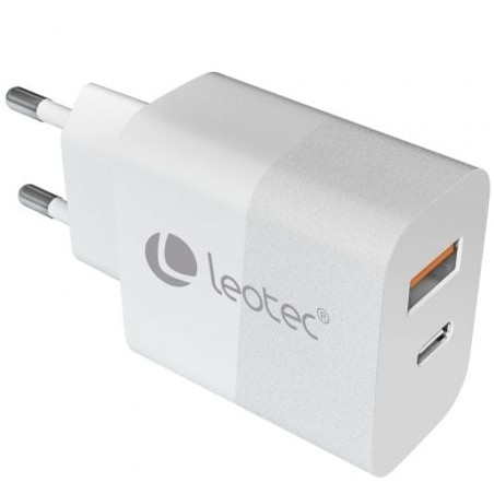 Cargador de pared gan leotec lecsph30w2w/ 1xusb tipo-c/ 1xusb/ 30w