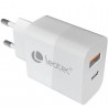 Cargador de pared gan leotec lecsph30w2w/ 1xusb tipo-c/ 1xusb/ 30w