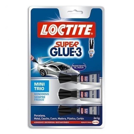 Pegamento en tubo loctite super glue-3 mini trio/ 3 x 1g