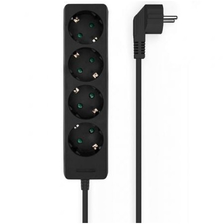 Regleta aisens a154-0534/ 4 tomas de corriente/ cable 1.4m/ negro