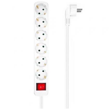 Regleta con interruptor aisens a154-0535/ 6 tomas de corriente/ cable 1.4m/ blanco