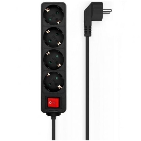 Regleta con interruptor aisens a154-0650/ 4 tomas de corriente/ cable 1.4m/ negro