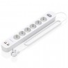 Regleta con interruptor aisens asps-2a2c16-w/ 6 tomas de corriente/ 2 usb - 2 usb tipo-c/ cable 1.4m/ blanco