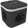 Regleta con interruptor fellowes/ 3 tomas de corriente/ 1 usb - 2 usb tipo-c/ cable 2m/ negra
