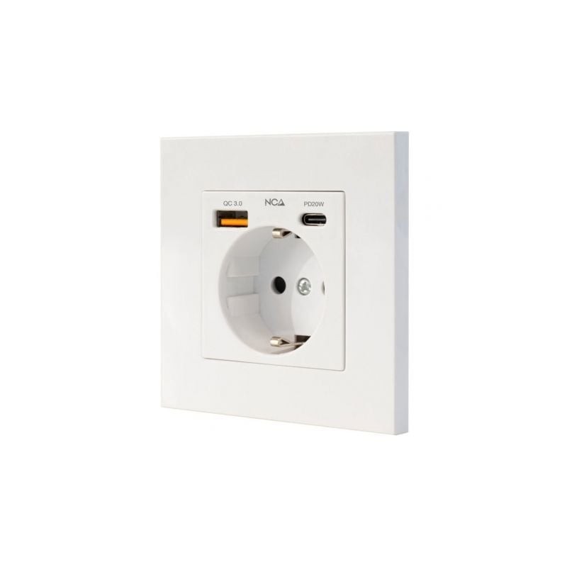 Roseta de pared nanocable 10 35 0011/ 1 schuko/ 1 usb tipo-c/ 1 usb