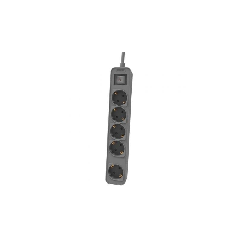 Regleta con interruptor philips chp2154g/12 5 tomas de corriente/ cable 1.5m/ gris