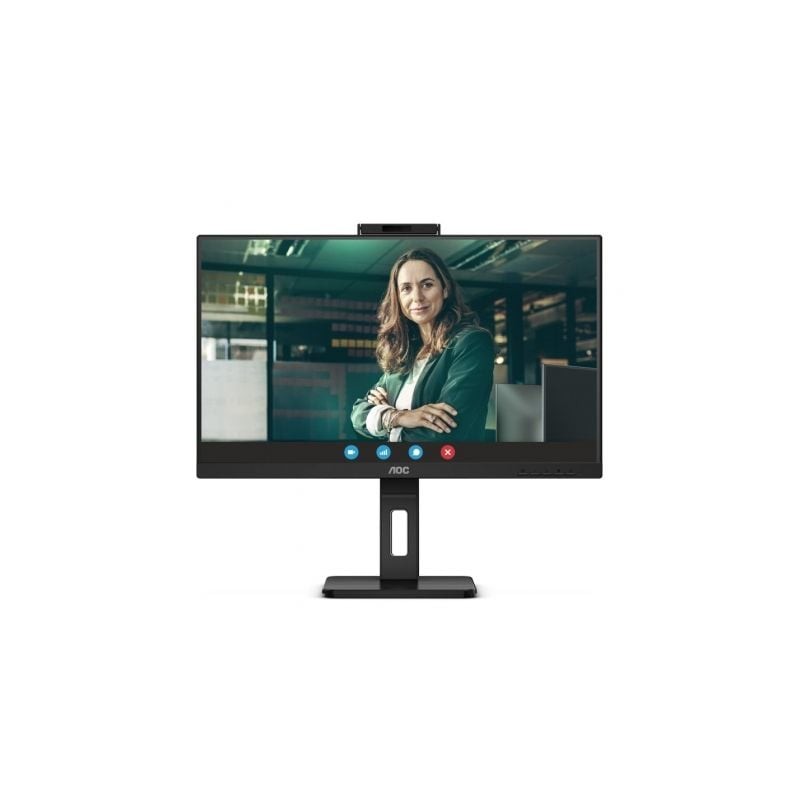 Monitor profesional aoc 24p3qw 23.8'/ full hd/ webcam/ multimedia/ regulable en altura/ negro