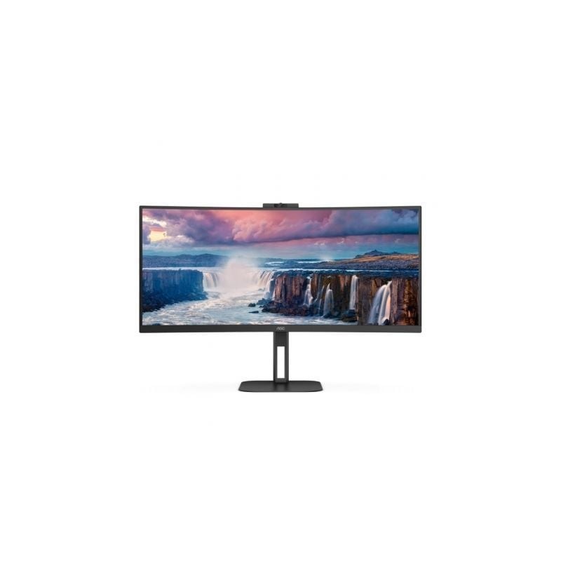 Monitor profesional curvo ultrapanorámico aoc cu34v5cw/bk 34'/ uwqhd/ webcam/ multimedia/ regulable en altura/ negro