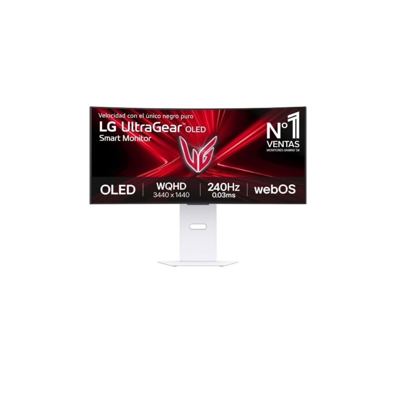 Smart monitor gaming ultrapanorámico curvo lg ultragear 34gx90sa-w 34'/ wqhd/ multimedia/ 0.03ms/ 240hz/ oled/ regulable en