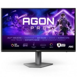 Monitor gaming aoc ag276qzd2 26.5'/ wqhd/ multimedia/ 0.03ms/ 240hz/ qd-oled/ regulable en altura/ negro