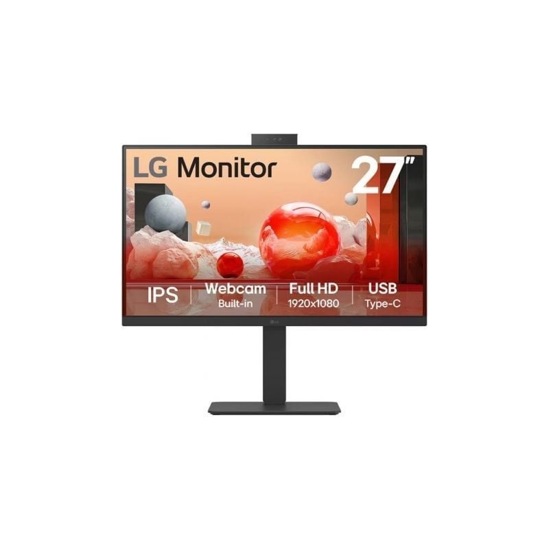 Monitor profesional lg 27ba850-b 27'/ full hd/ webcam/ multimedia/ regulable en altura/ negro