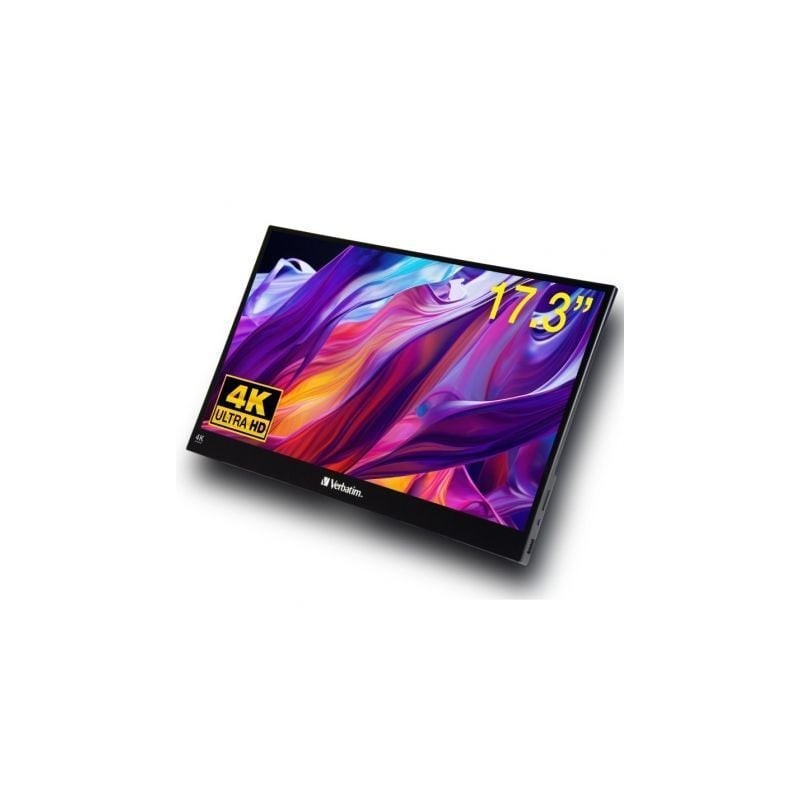 Monitor portátil táctil verbatim pmt-17-4k 17.3'/ 4k/ multimedia/ negro