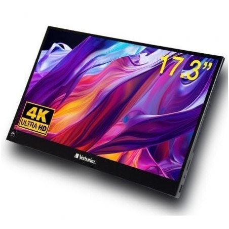 Monitor portátil táctil verbatim pmt-17-4k 17.3'/ 4k/ multimedia/ negro