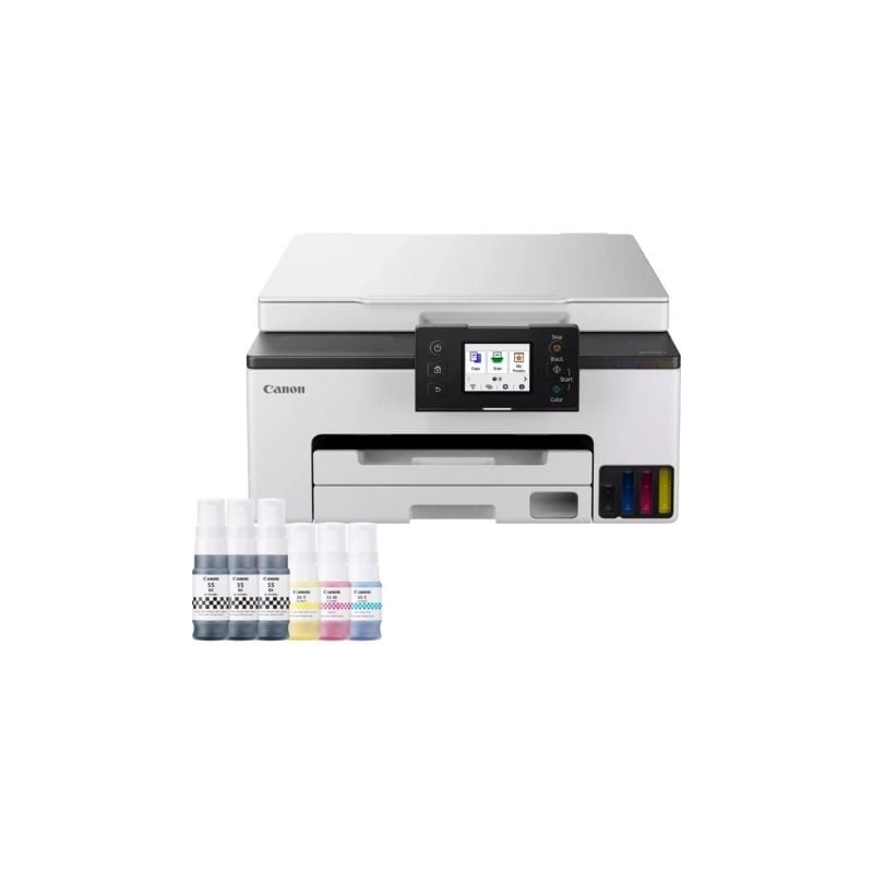 Multifunción recargable canon maxify gx1050 megatank 3 en 1 wifi/ dúplex/ pack impresora + consumibles xl/ blanca