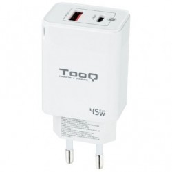 Cargador de pared gan tooq tqwc-ganqcpd45wt/ 1xusb tipo-c/ 1xusb/ 45w
