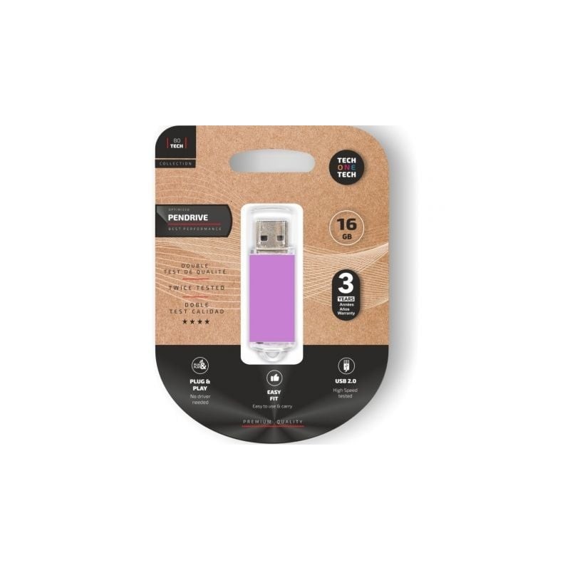 Pendrive 16gb tech one tech basic usb 2.0/ púrpura claro