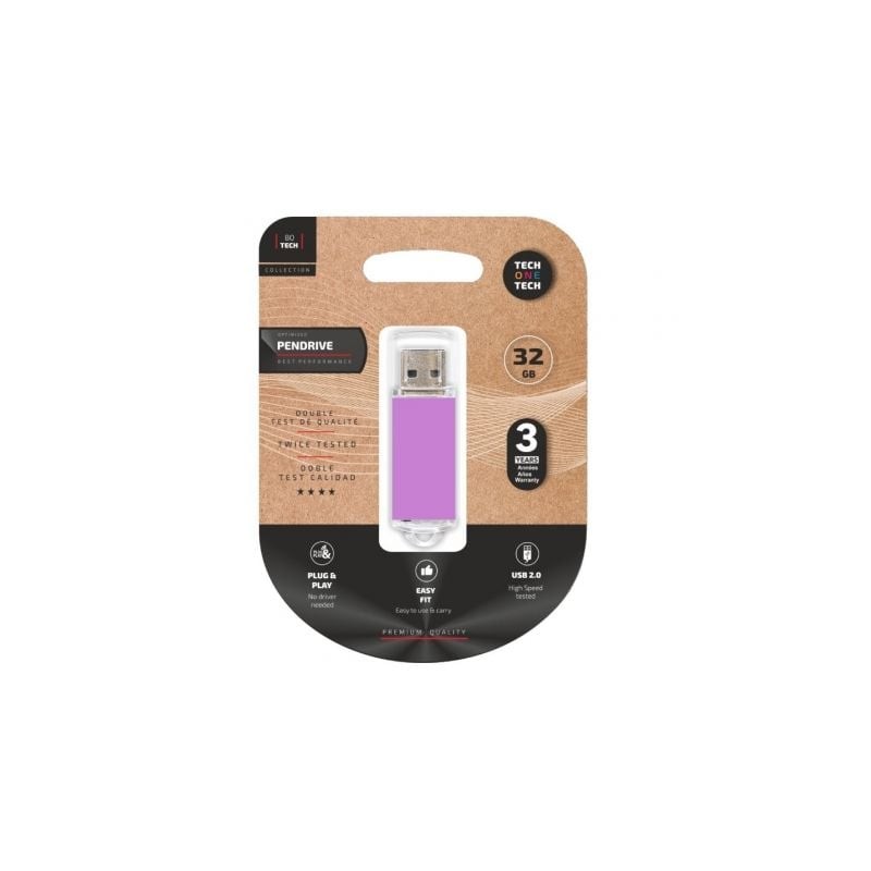 Pendrive 32gb tech one tech basic usb 2.0/ púrpura claro