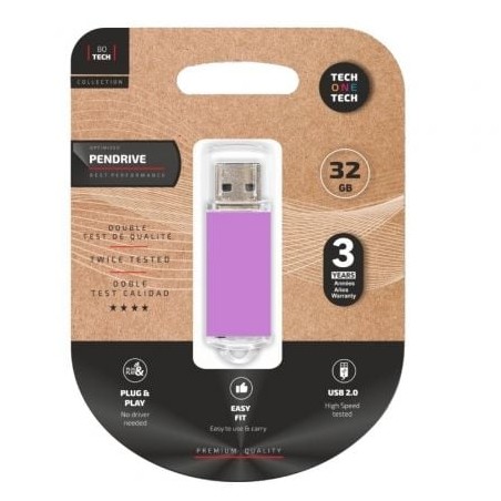 Pendrive 32gb tech one tech basic usb 2.0/ púrpura claro