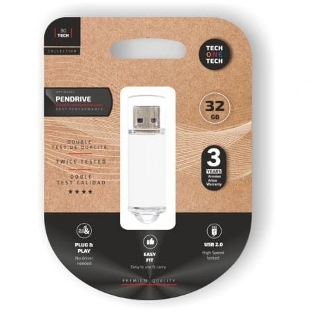 Pendrive 32gb tech one tech basic usb 2.0/ blanco